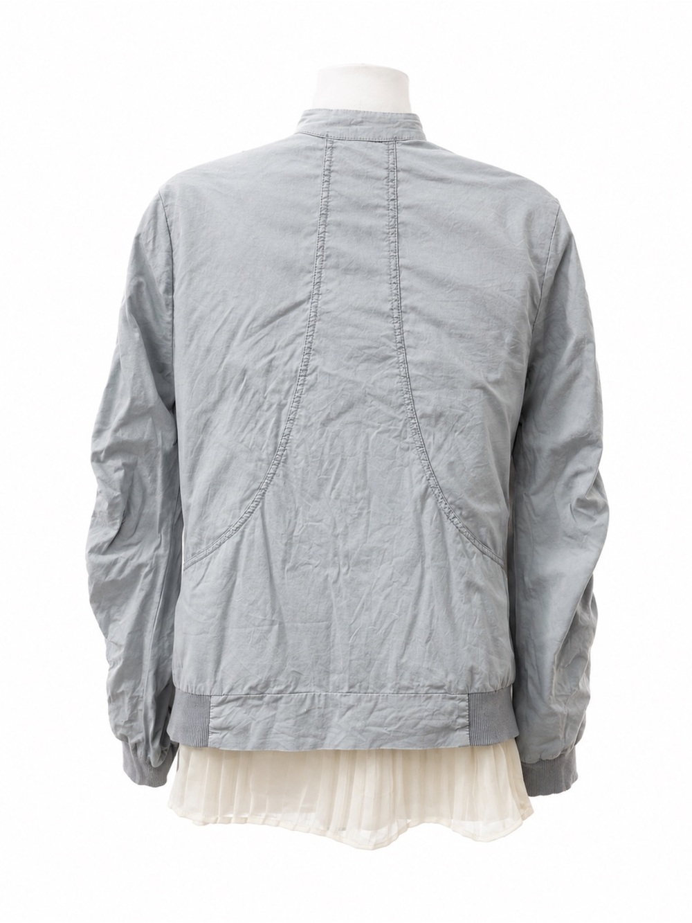 Wearables Gray Ruched Mesh Zip Jacket Size XS Utility Bomber - Picture 3 of 12